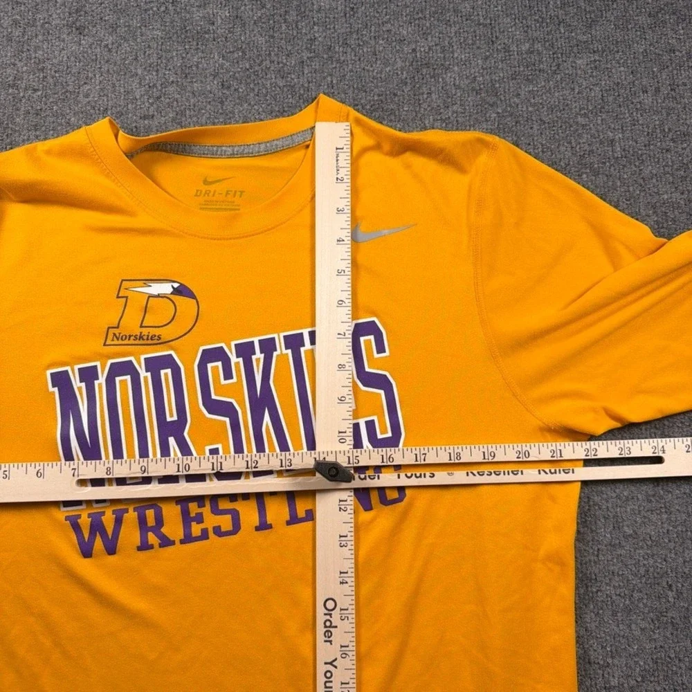 Nike Dri-FIT Shirt Mens Large Orange DeForest Norskies Wrestling Long Sleeve